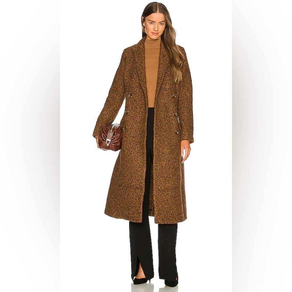 NWT Bardot Anais Boucle Coat in Caramel Size 8
